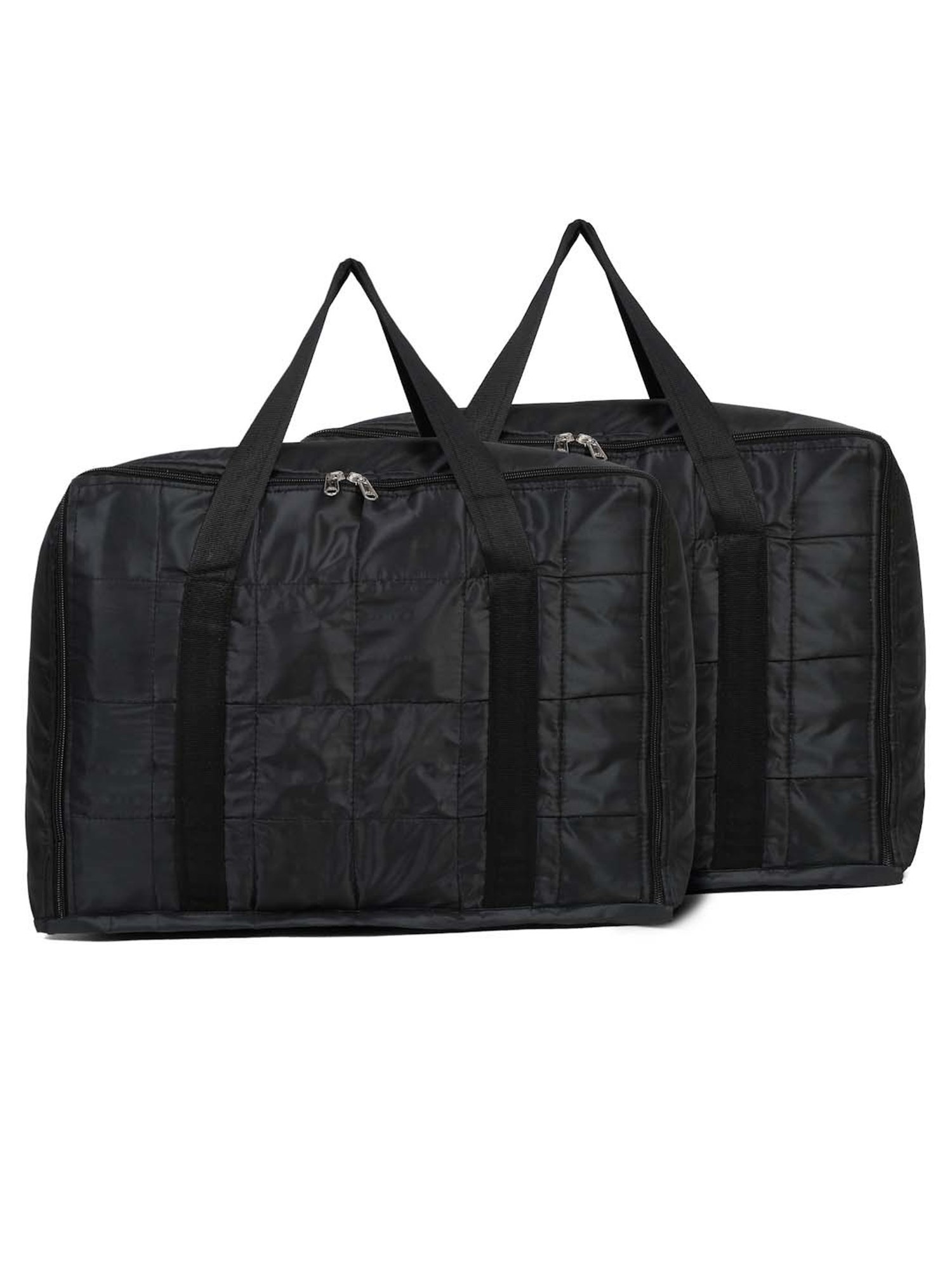 HOSTA HOMES Black Pvc Parachute Material Zipper Bag - Set of 2