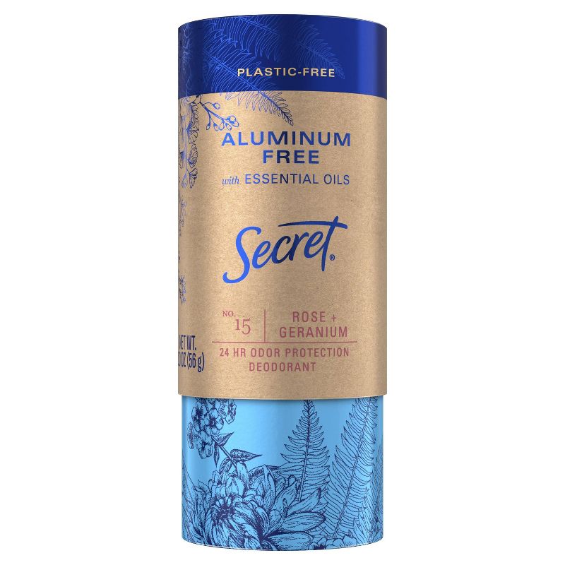 Secret Sustainable Packaging Women's Deodorant with Essential Oils Rose & Geranium - 2.0oz