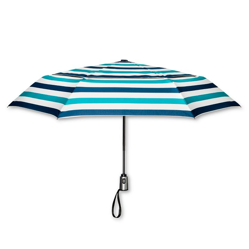 ShedRain Auto Open/Close Air Vent Compact Umbrella  - Blue Stripe