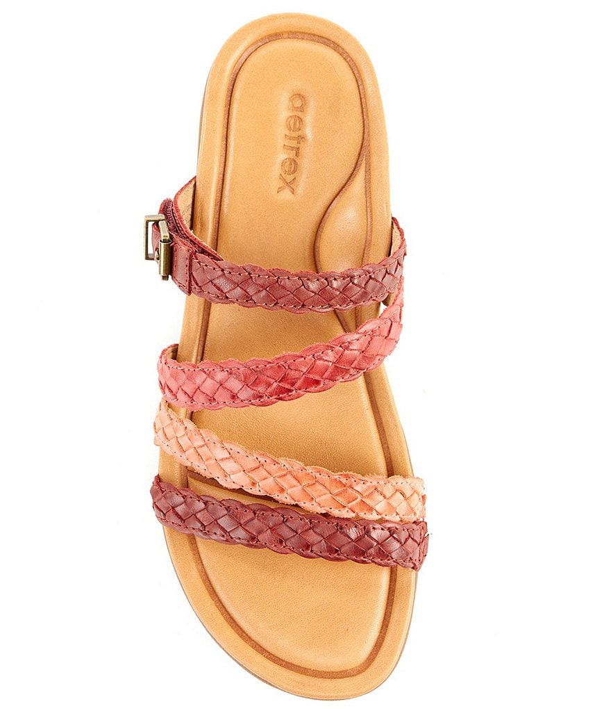 Aetrex Brielle Woven Leather Wedge Sandals