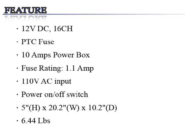 16CH 10Amps 12V DC 1.5U PTC Fuse Power Box