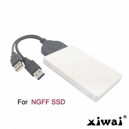 Xiwai USB 3.0 to SATA 22 pin & B+M Key Socket 2 M.2 NGFF (SATA) SSD to 2.5 SATA Adapter Card Adapter with white Case