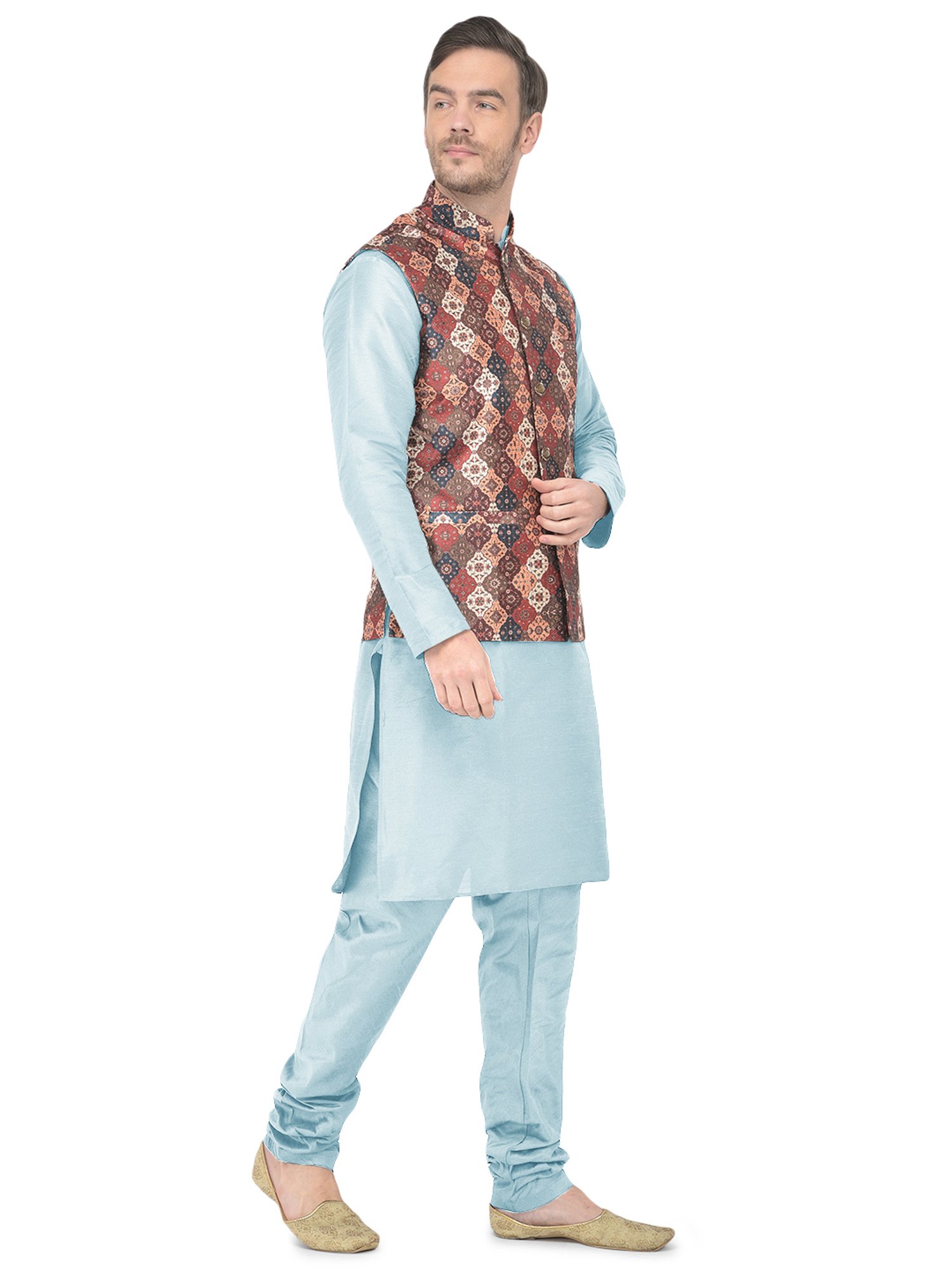SG LEMAN Aqua Regular Fit Printed Kurta Set