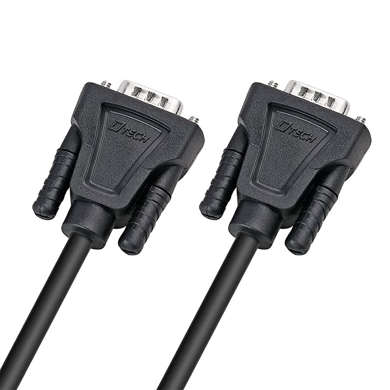 10ft DB9 to DB9 RS232 Serial Cable Male to Male Null Modem Cord Cross TX RX line for Data Communication 10 Feet Black
