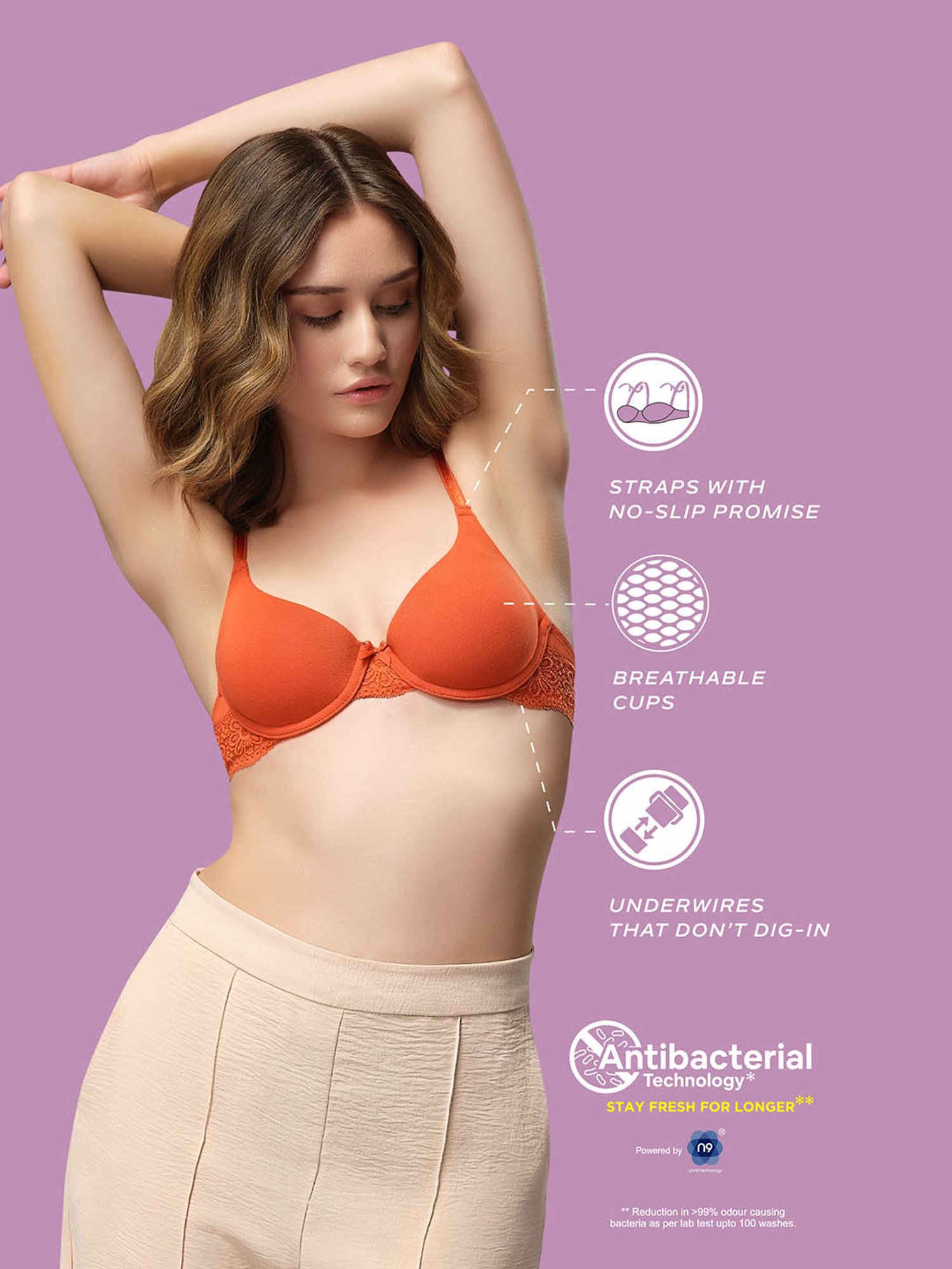 Tweens Peach & Green Non Padded Bra (Pack Of 2)