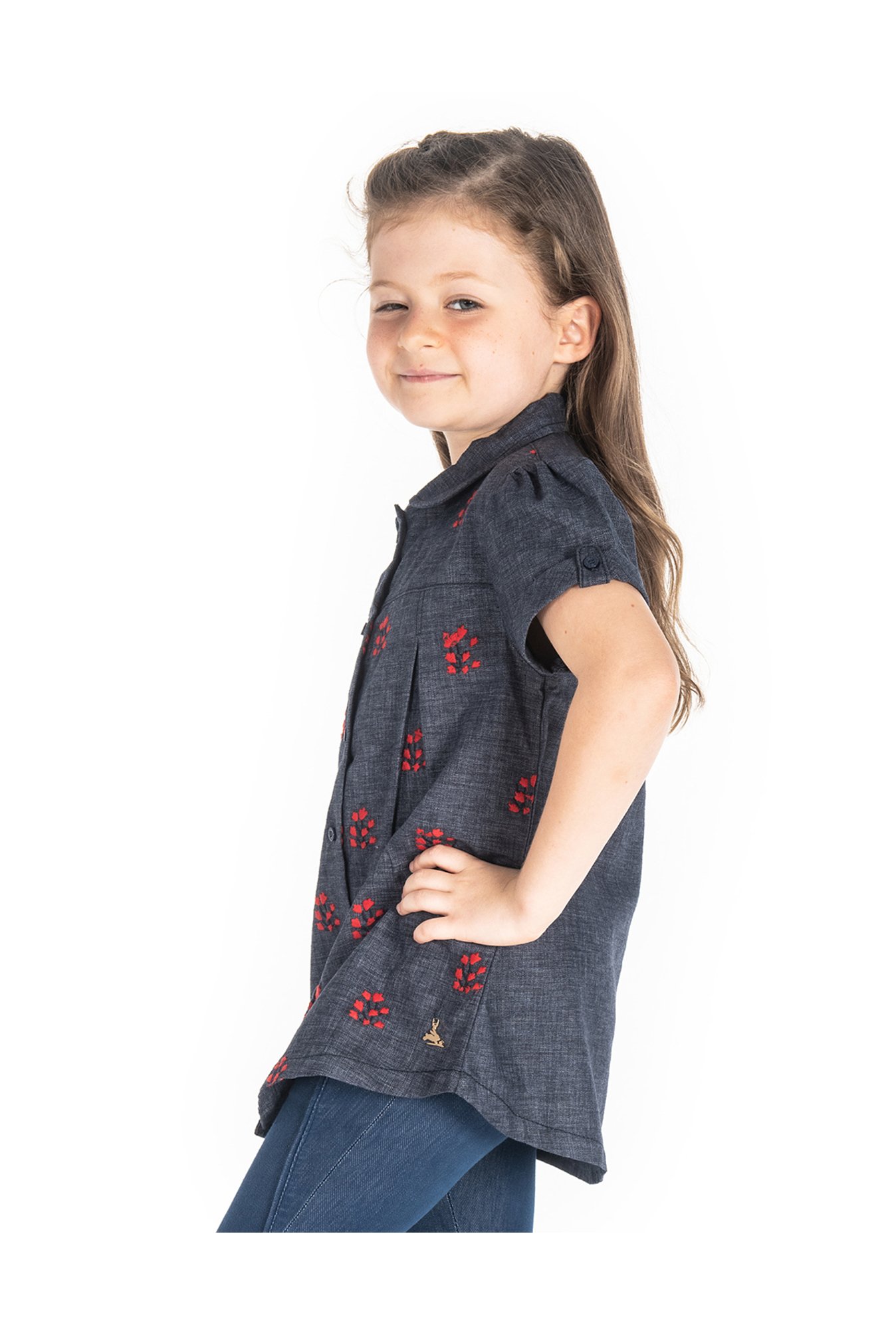 Cherry Crumble By Nitt Hyman Kids Grey Embroidered Casual Top