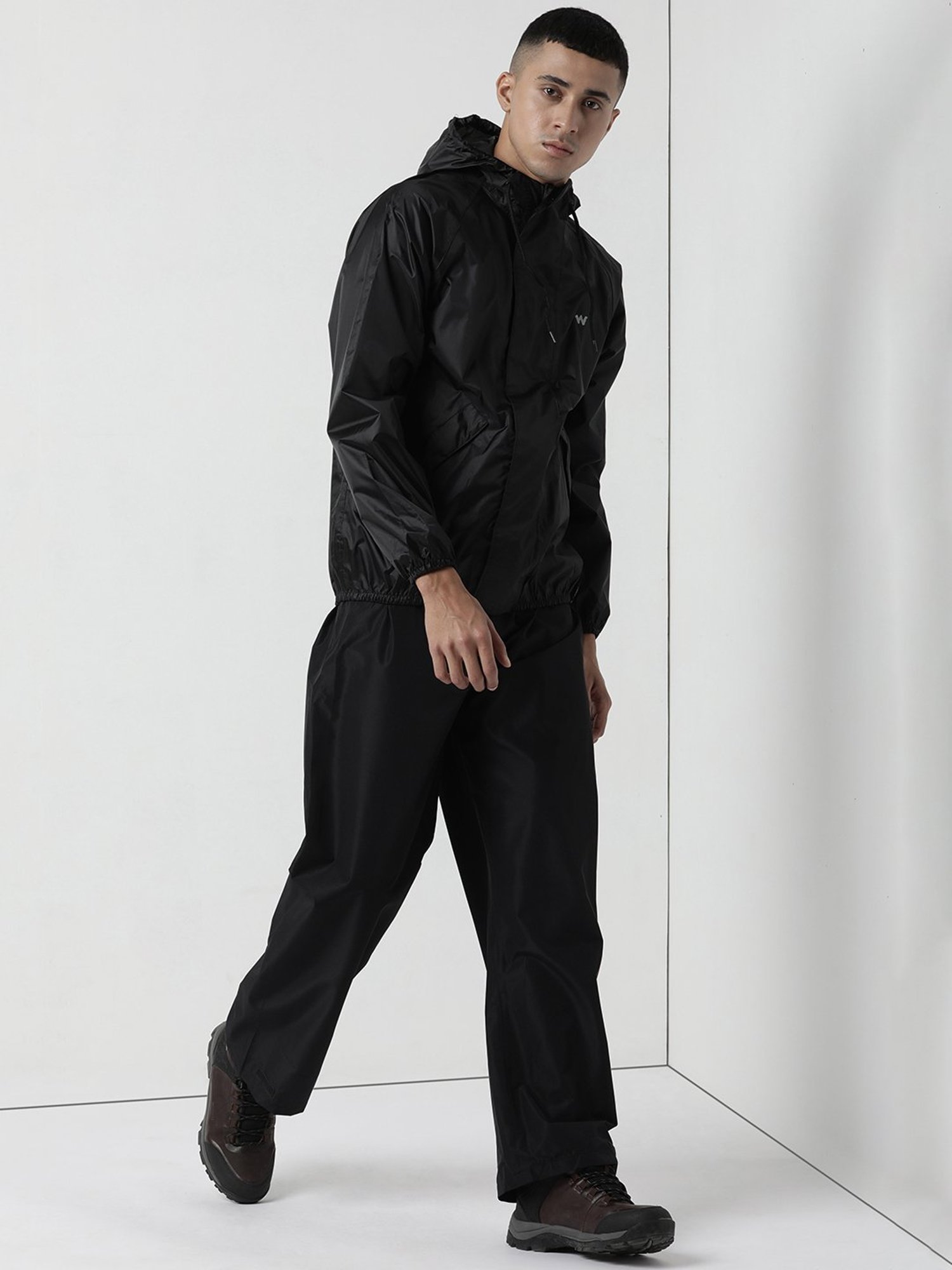 Wildcraft Black Hooded Raincoat Set