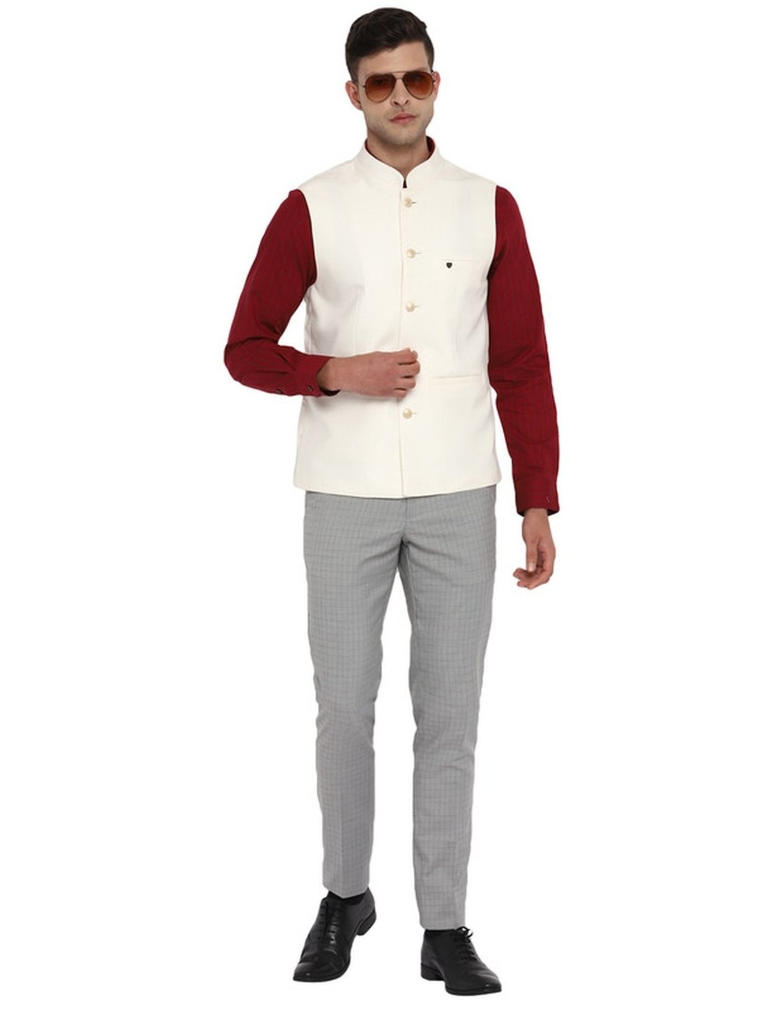 Turtle White Slim Fit Nehru Jacket