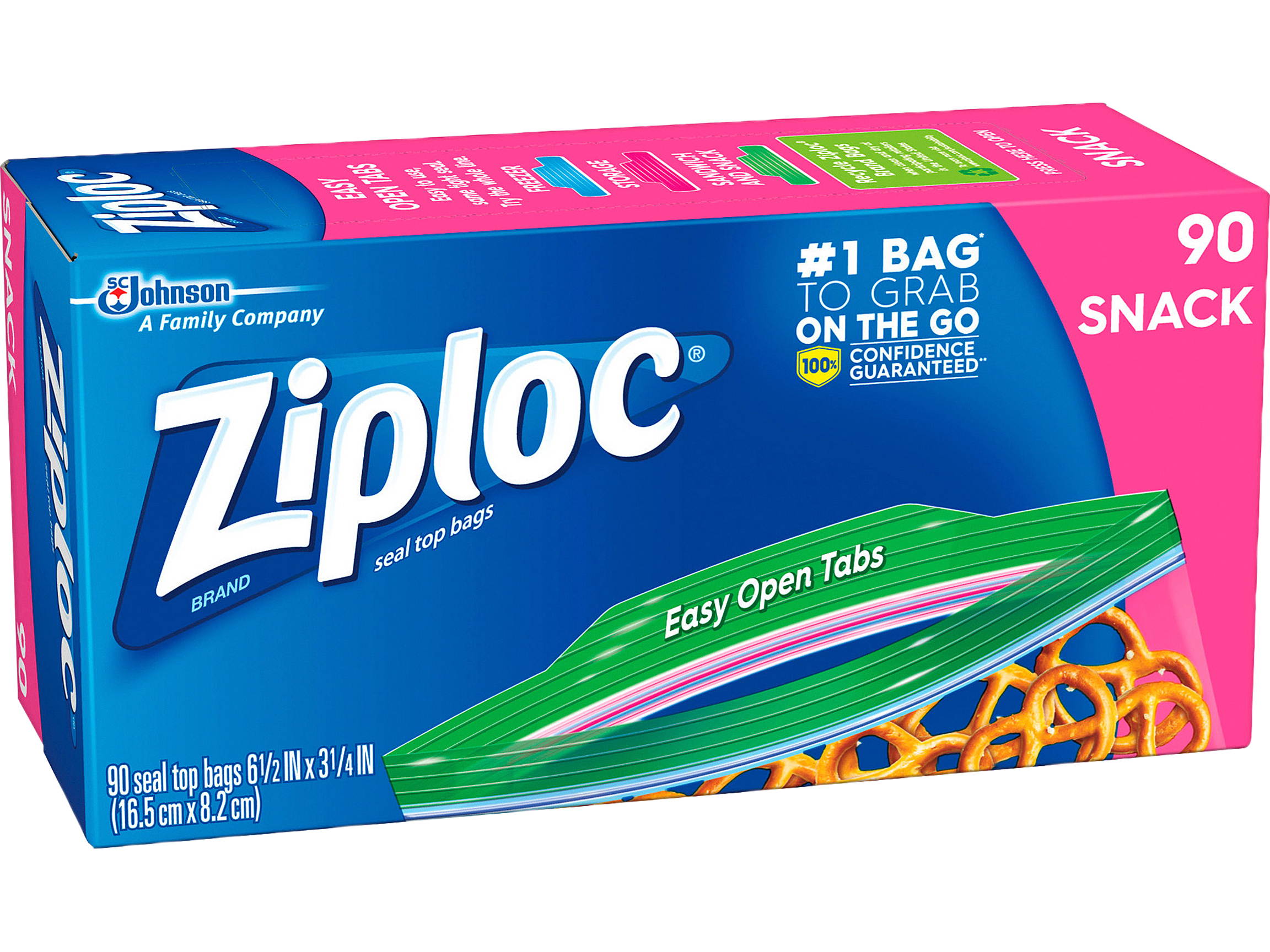 Ziploc 664434CT Snack Size Storage Bags, Clear - 12/Carton - 90 Per Box - Food, Supplies