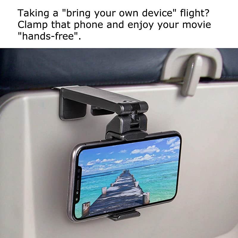 Airplane in Flight Phone Mount Handsfree Phone Holder for Desk with MultiDirectional Dual 360 Degree Rotation Pocket Size Travel Essential Accessory for Flying US Patent US10272847 B1