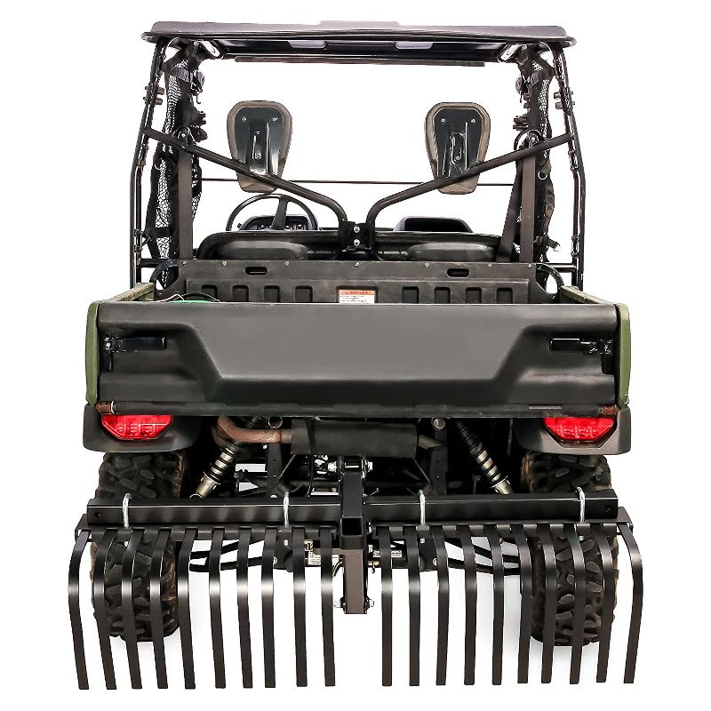 Camco Black Boar ATV/UTV Custom Outside Vehicle Heavy-Duty Adjustable Landscape Rake Accessory Attachment Tool