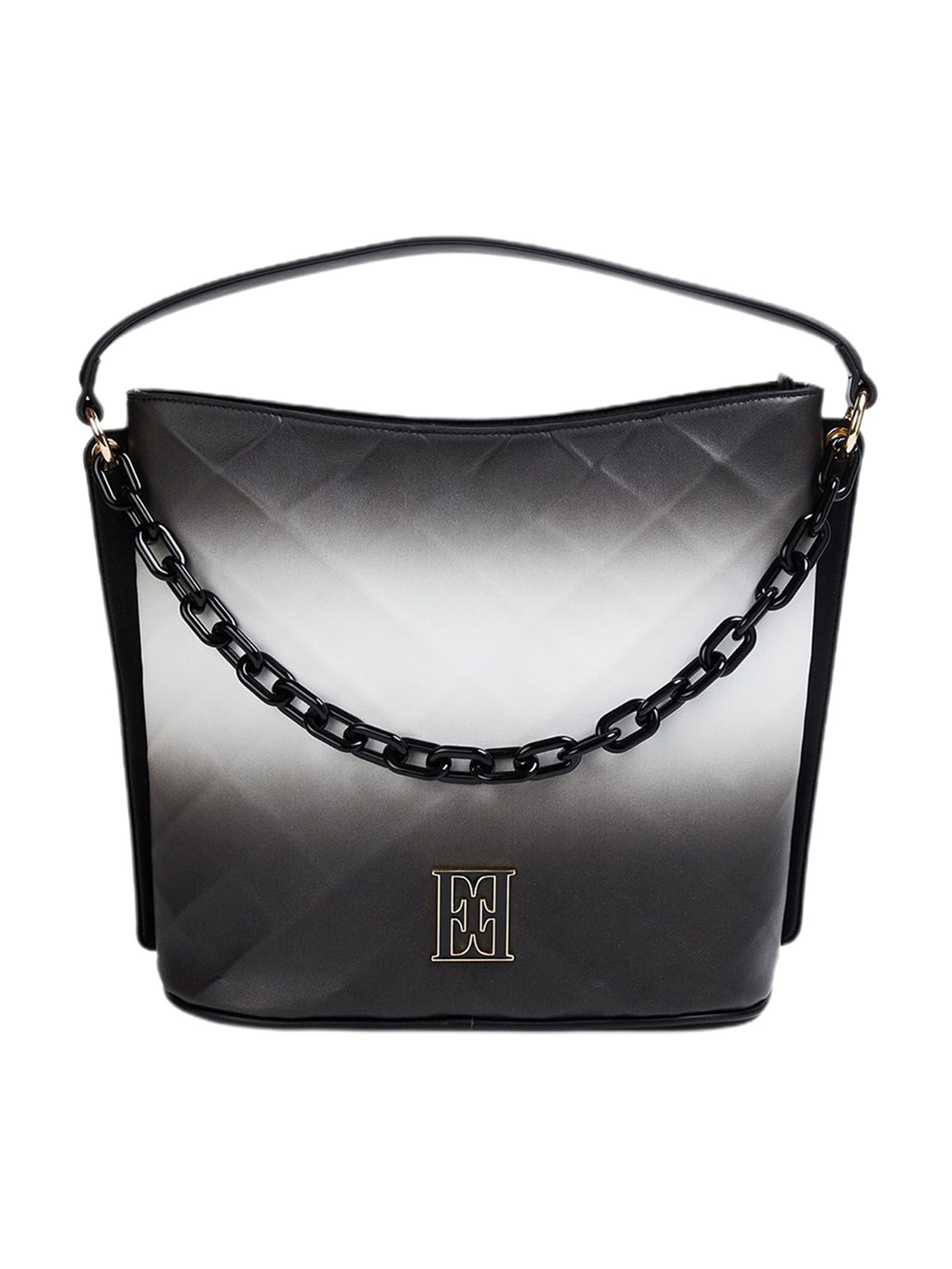 Elle Black Textured Hobo Bag