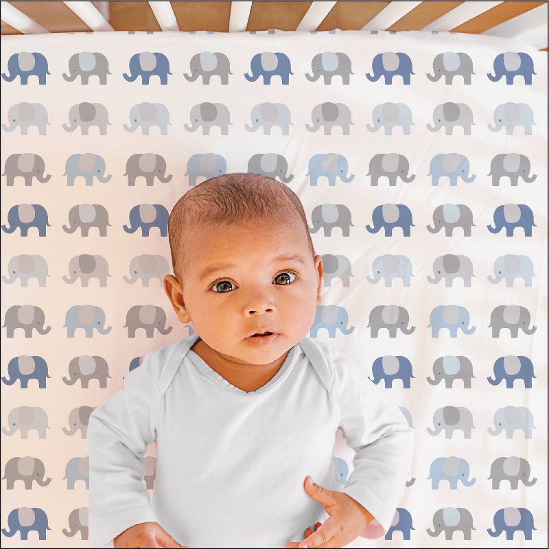 The Peanutshell Fitted Crib Sheets - Sleepy Elephant 2pk