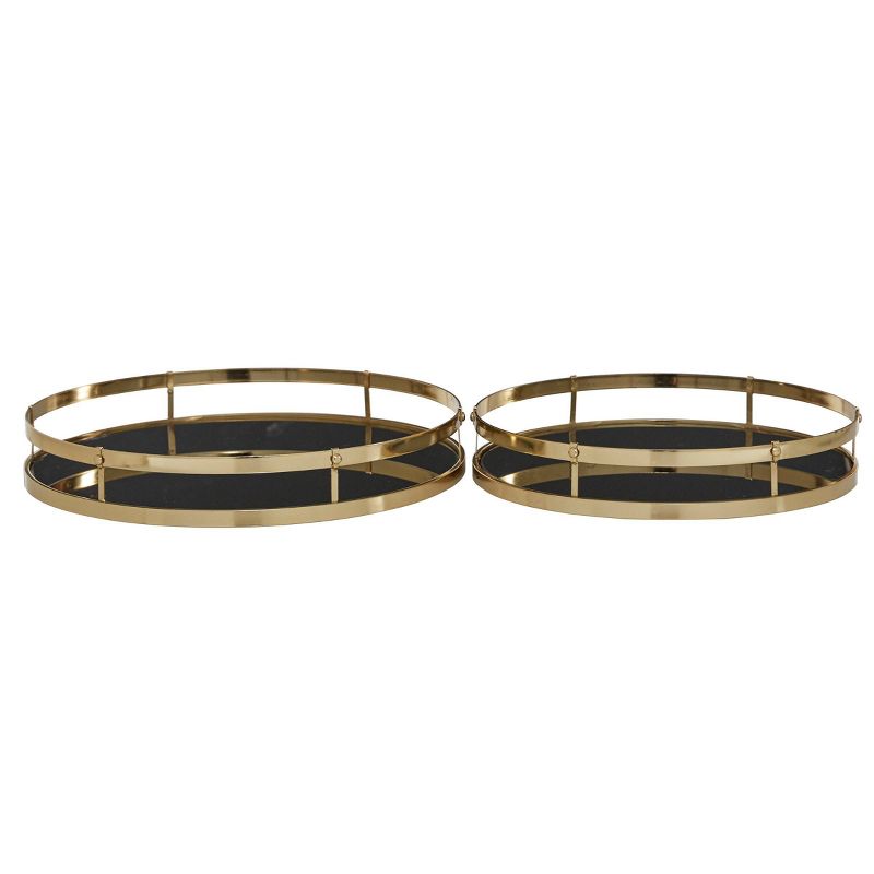 Set of 2 Glam Metal Tray Gold - CosmoLiving by Cosmopolitan