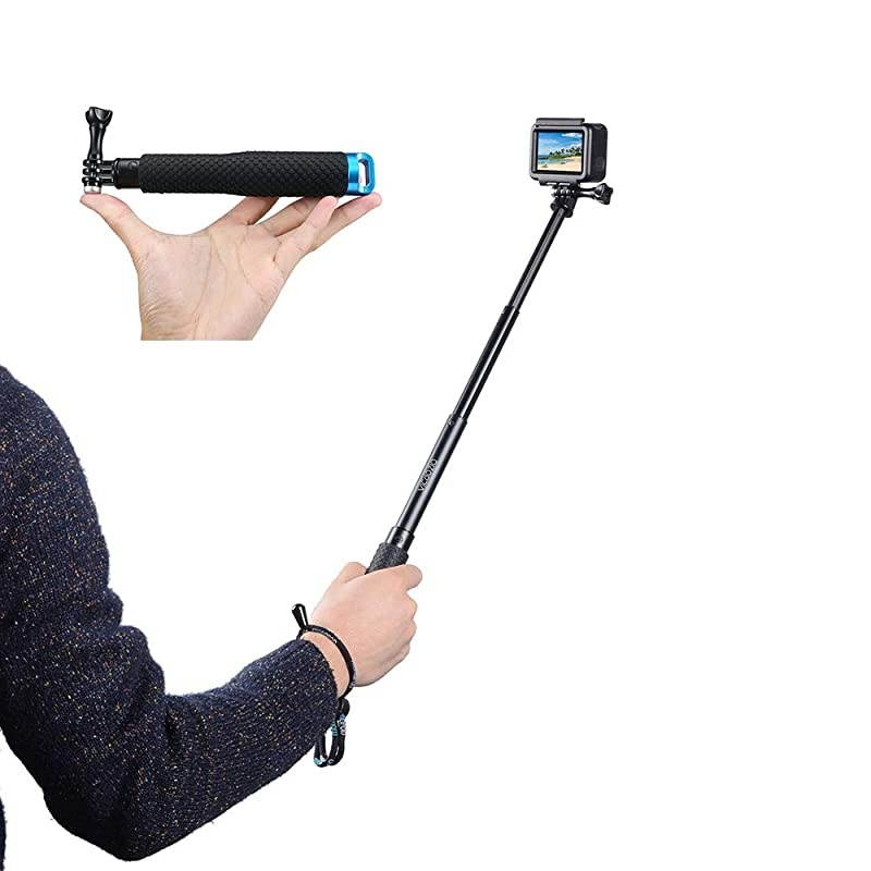 Extension Selfie Stick, Portable Hand Grip Waterproof Handheld Monopod Adjustable Pole Compatible with GoPro Hero(2018) Hero 8 7 6 5 4 AKASO SJCAM DJI OSMO Action and More Sports Cameras