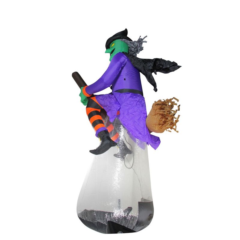 Northlight 10' Halloween Prelit LED Inflatable Flying Witch with Animation Outdoor Decoration - Purple/Black