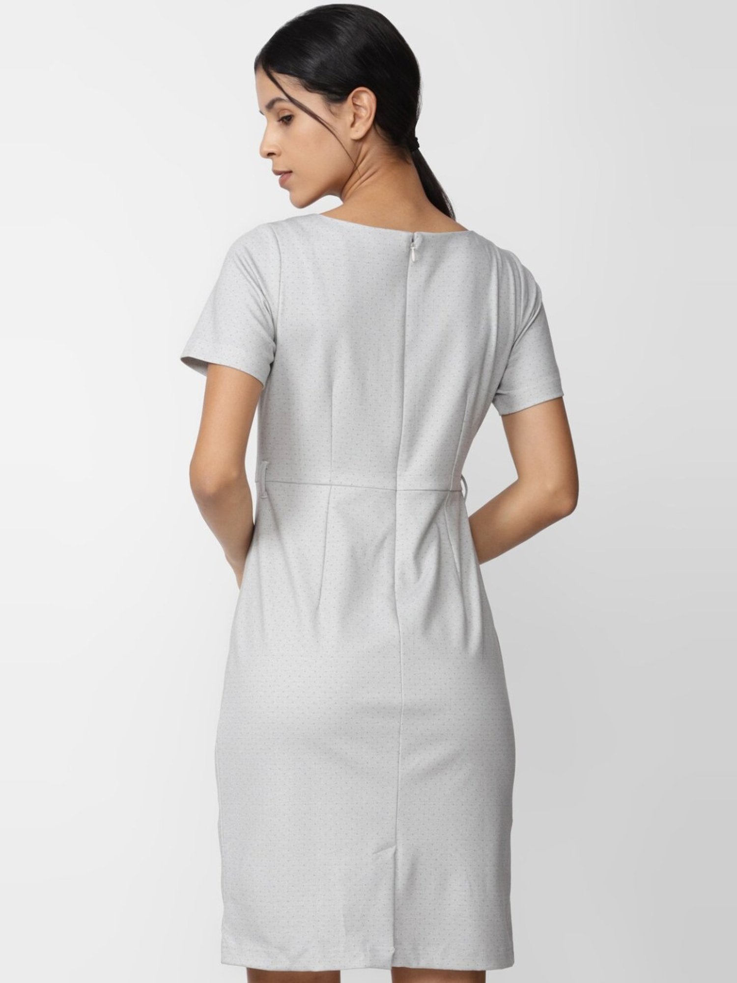 Van Heusen Grey Printed Formal Shift Dress