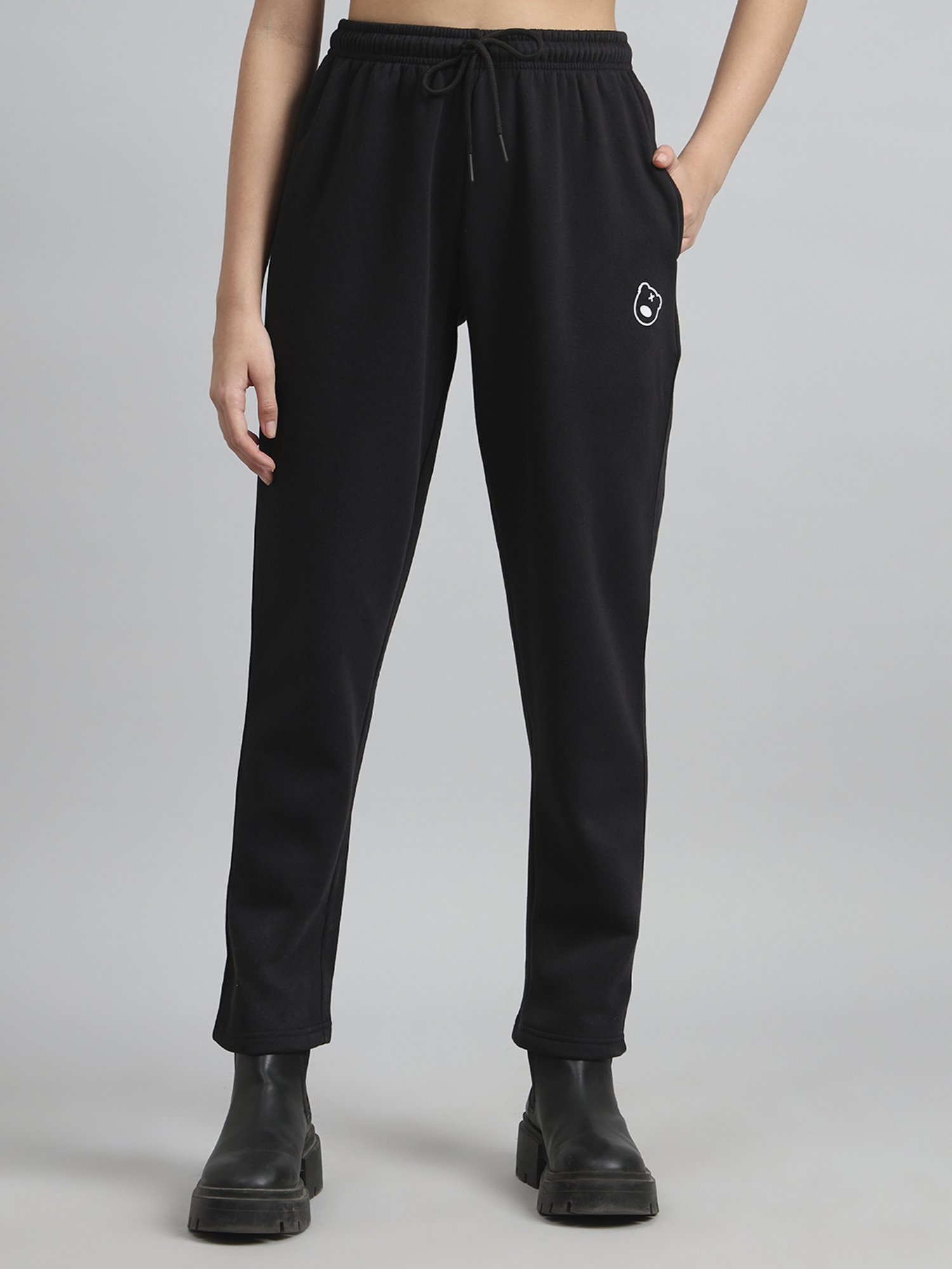 GRIFFEL Black Printed Sweatshirt Track Pants Set