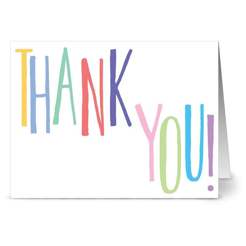 Bright Painted Thank You - 36 Thank You Note Cards - Blank Cards - Aqua Blue Envelopes Included