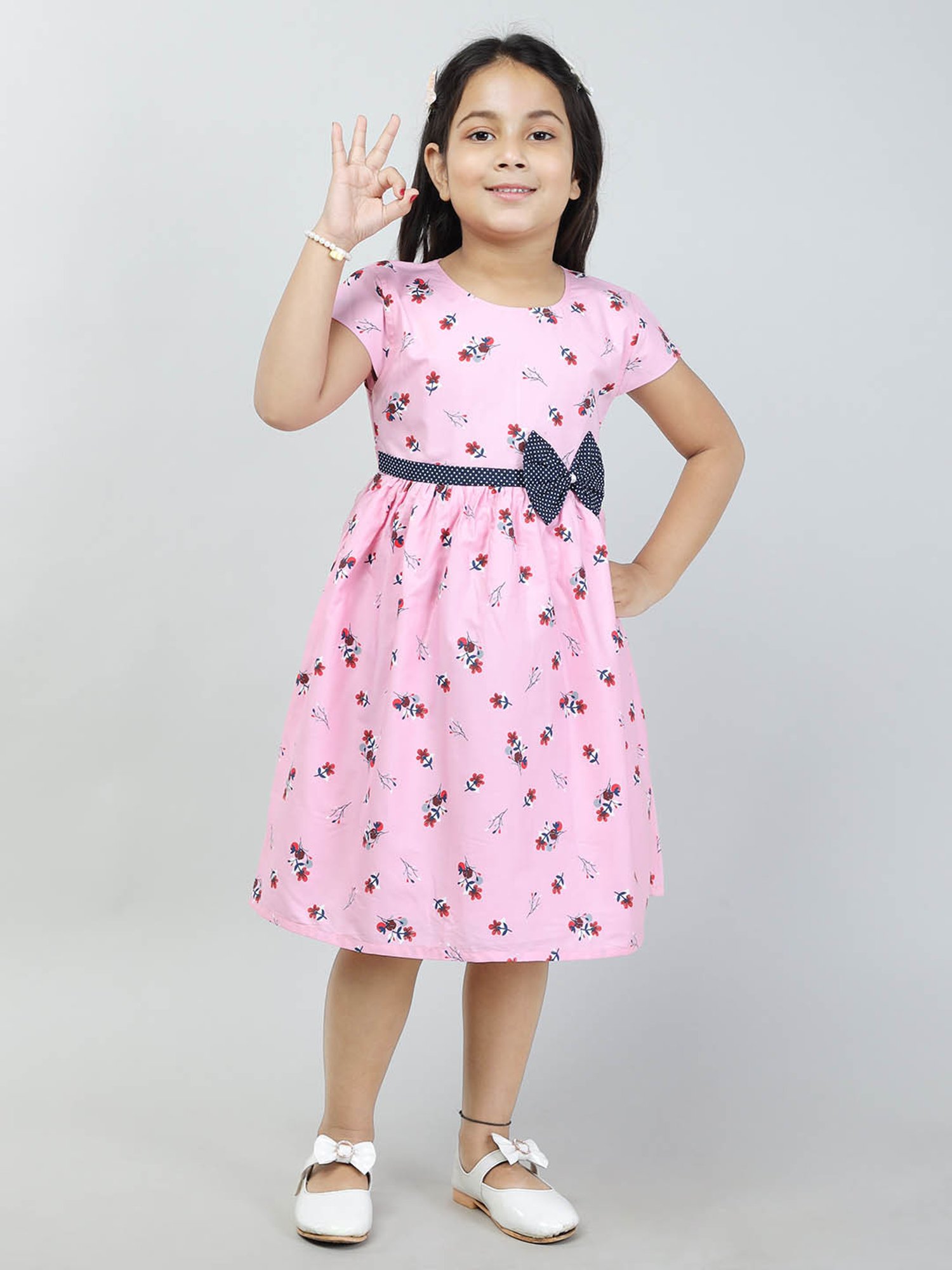 Todd N Teen Kids Pink Floral Print Frock