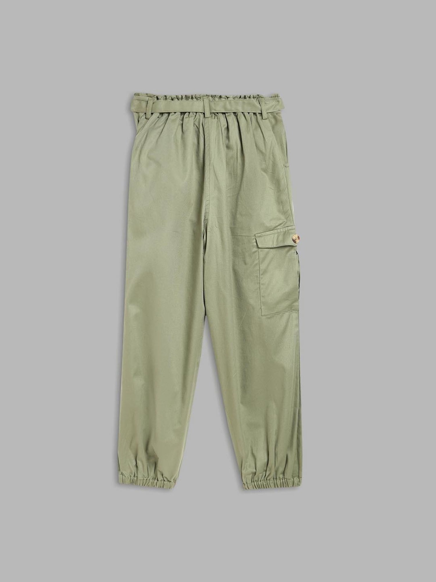 Blue Giraffe Girls Olive Solid Trousers