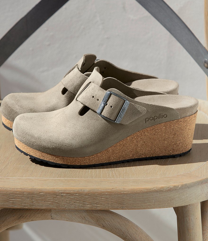 Birkenstock Women's Fanny Suede Cork Wedge Clogs