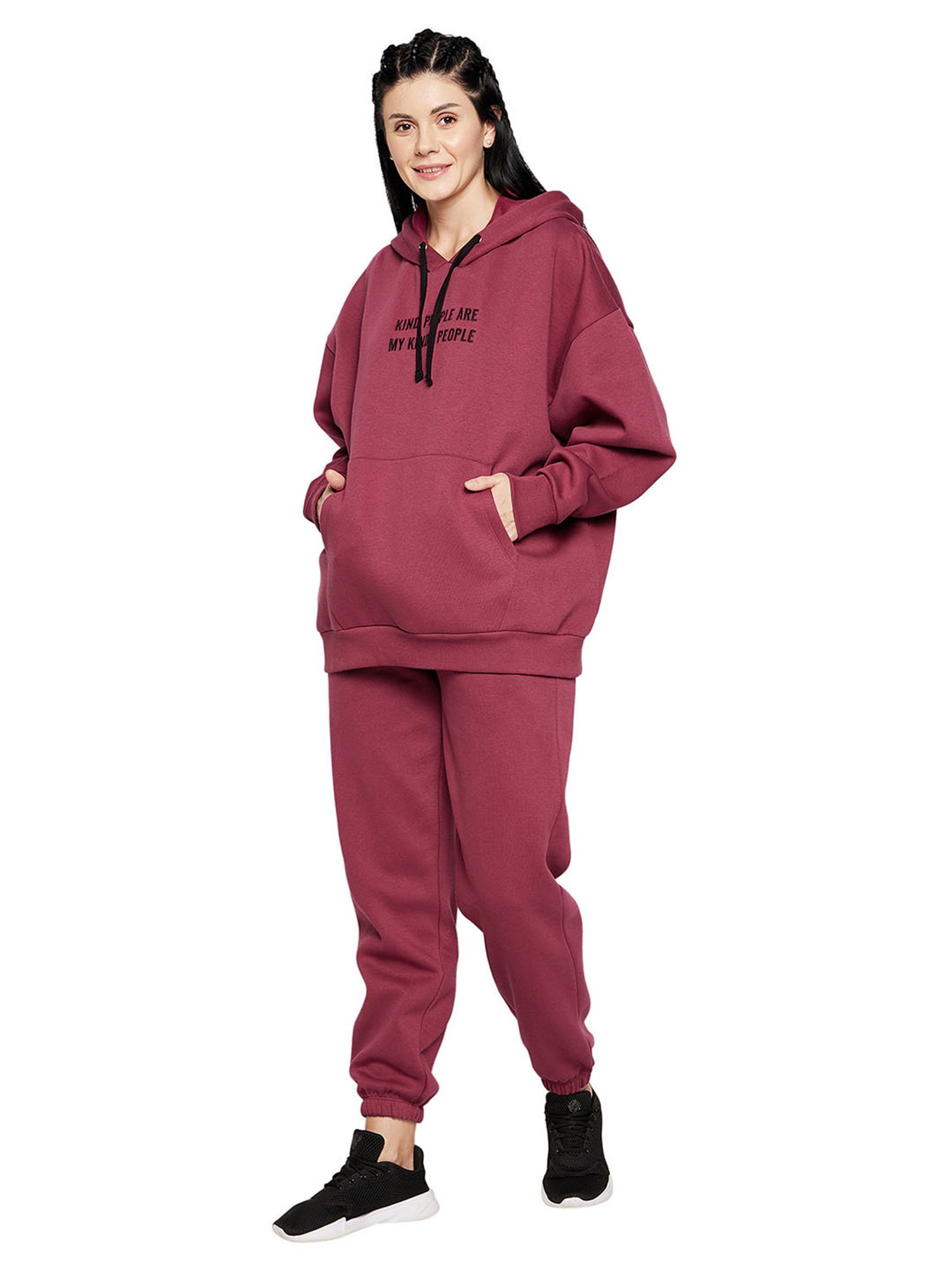 EDRIO Maroon Graphic Print Tracksuit