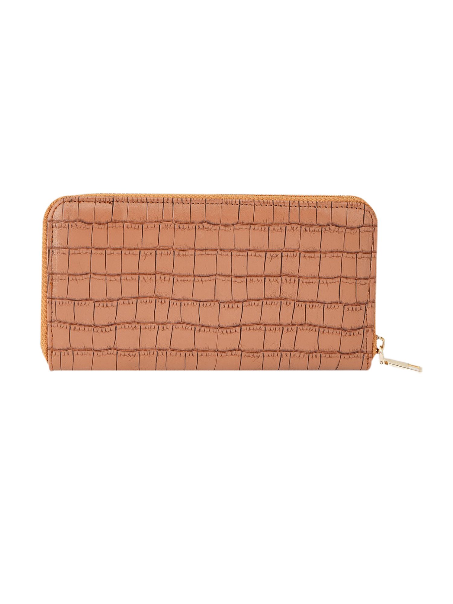 Carlton London Tan Textured Small Zip around Wallet for Women