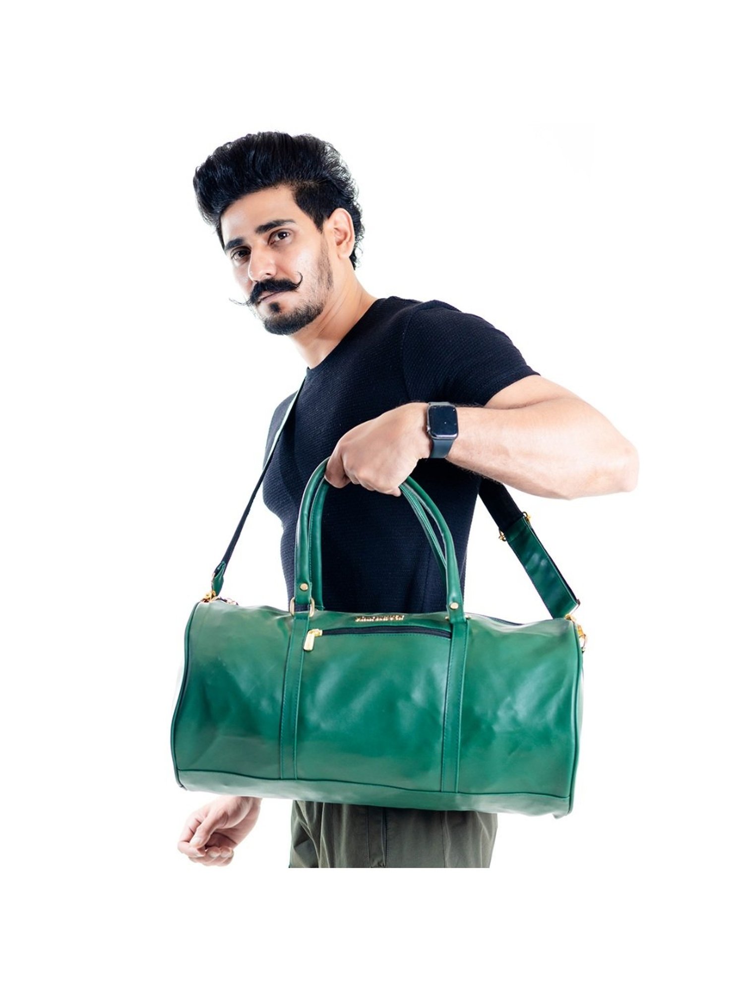Man Arden Green Medium Leather Duffle Bag