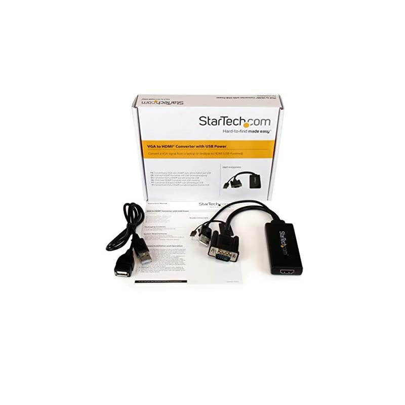 com VGA to HDMI Adapter with USB Audio - VGA to HDMI Converter for Your Laptop / PC to HDTV - AV to HDMI Connector (VGA2HDU)