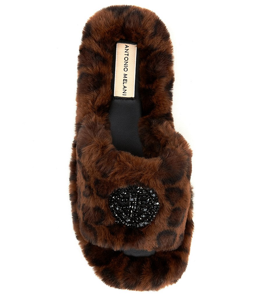 Antonio Melani Lushhh Leopard Print Faux Fur Slippers