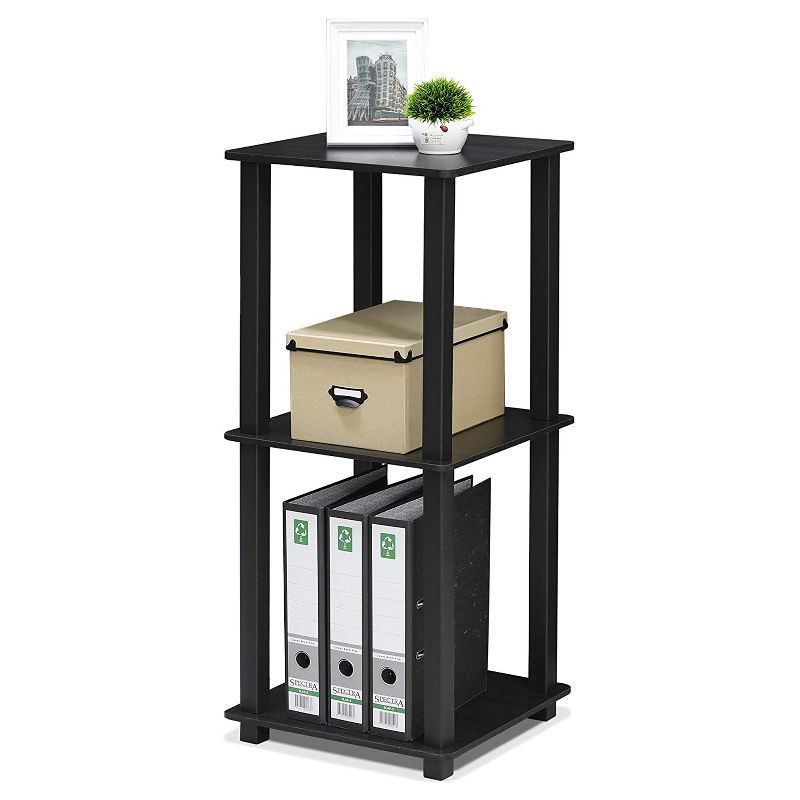 Furinno Furniture Simplistic Wooden Sturdy Square Flat Top Indoor Home Decor End Tables for Bedrooms and Living Rooms, Black (2 Pack)