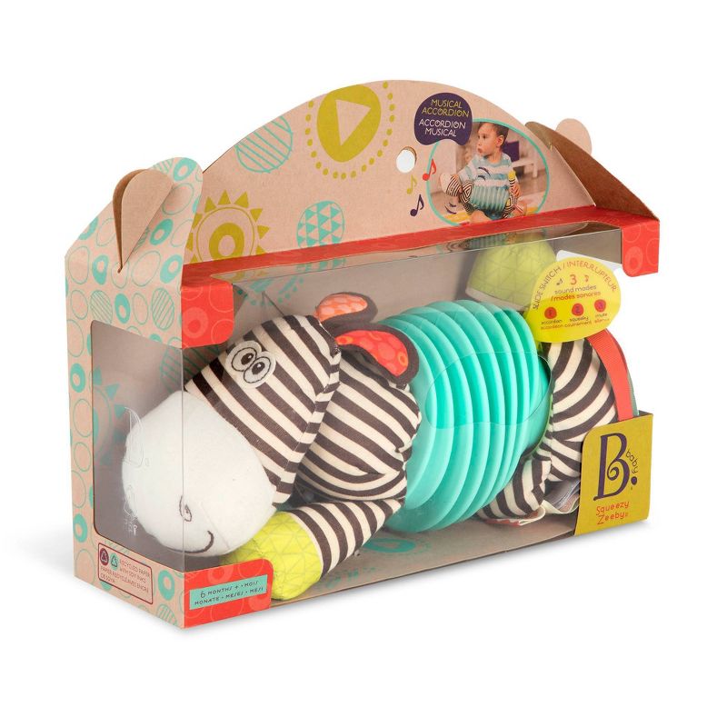 B. toys Sensory Zebra Plush - Squeezy Zeeby