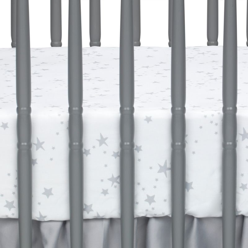 Lambs & Ivy Luna White/Gray Stars 100% Cotton Baby Fitted Crib Sheet
