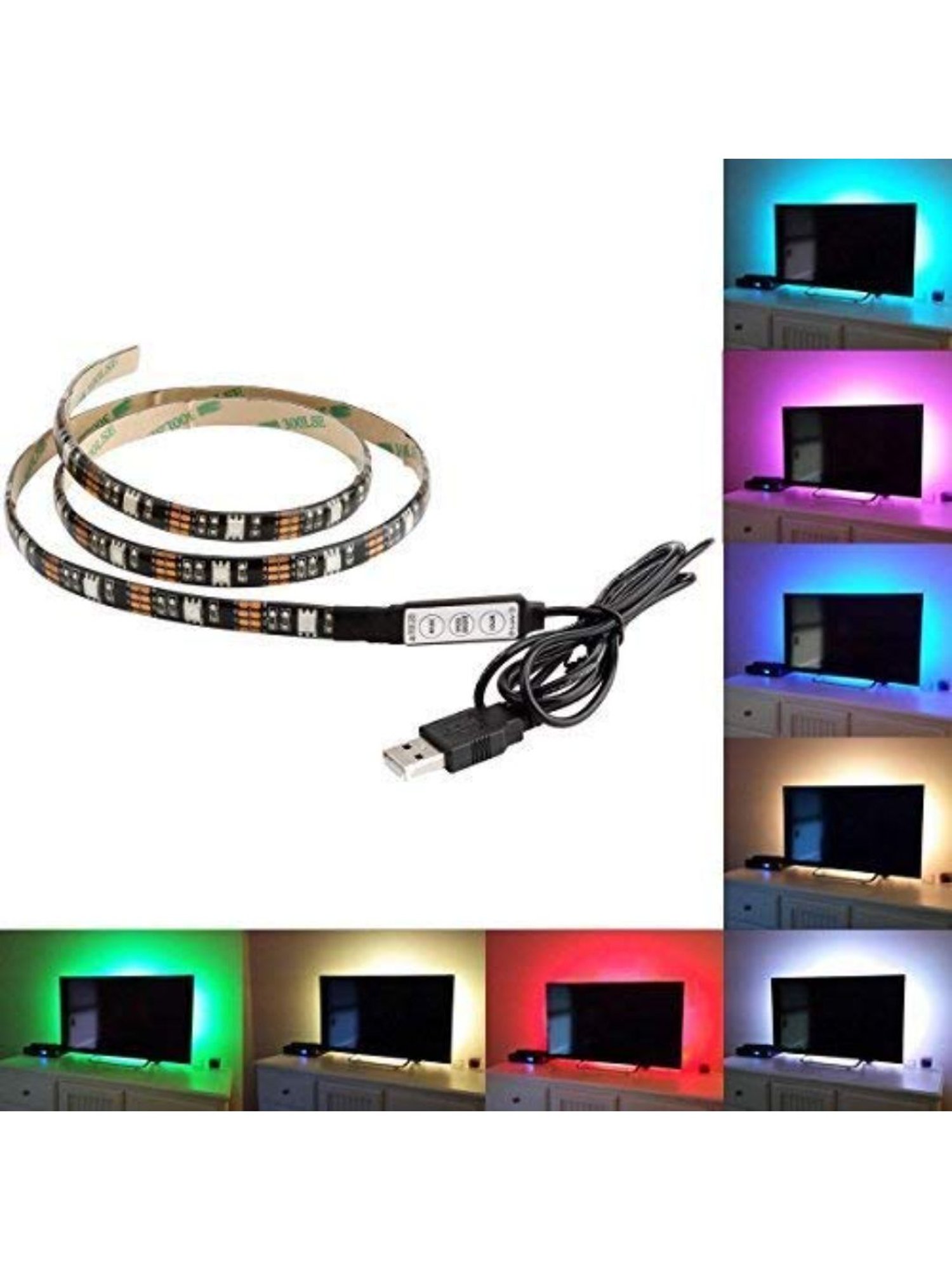 XERGY USB 5V 5050 RGB LED Flexible Strip Light Multi-Color Changing Lighting Kit (1 Meter )