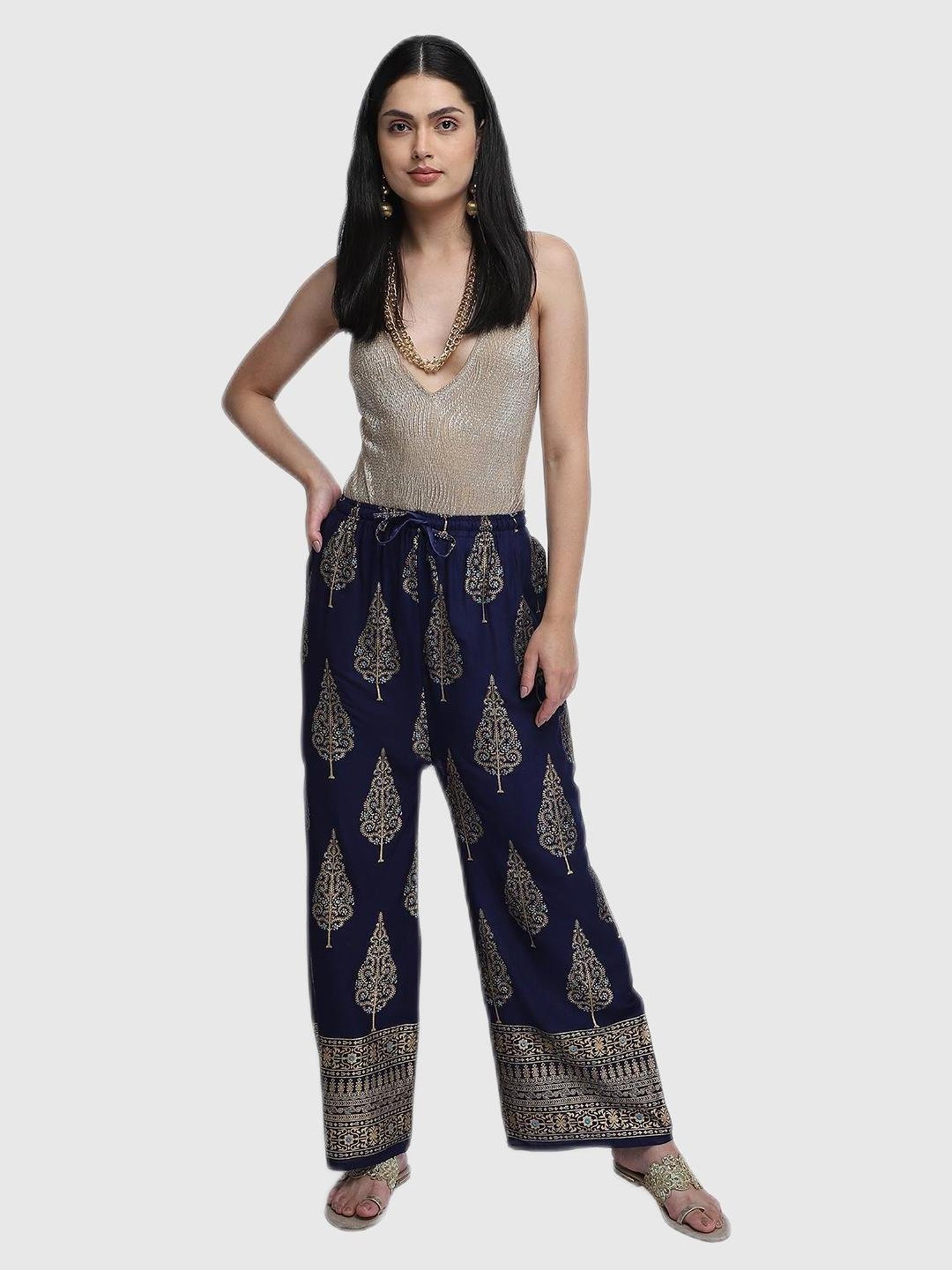 Aditi Wasan Navy Printed Palazzos