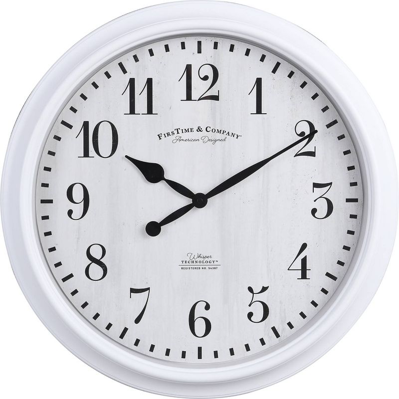 Avery Farmhouse Whisper Clock White - FirsTime