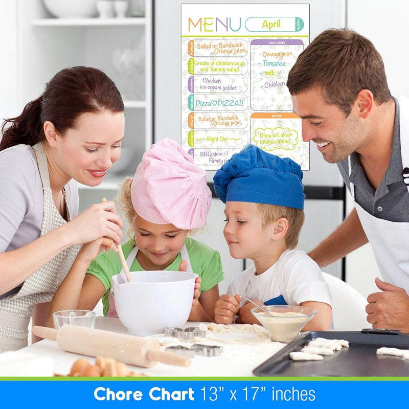 Best EXTRA LARGE 13 x 17 -inch Dry Erase or Wet Erase Laminated Magnetic Dry Erase Menu And Groceries Planner - Perfect for Refrigerators Keep a Weekly Meal Plan & Grocery List Blue & White