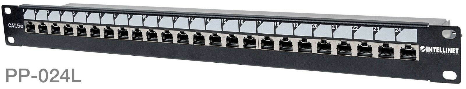 24-Port 1U Cat5e Unshielded Patch Panel, Top Entry Punch Down, Locking Function