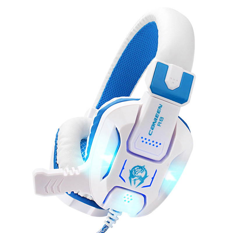 R8 Heavy Bass Light Comfortable Computer Games LED Luminous Headphone with 3.5 mm Jack Earphone Microphones Headset