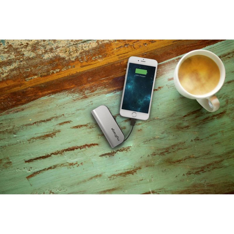 myCharge Hub Mini 3350mAh/2.4A Output Power Bank with Integrated Charging Cables - Silver