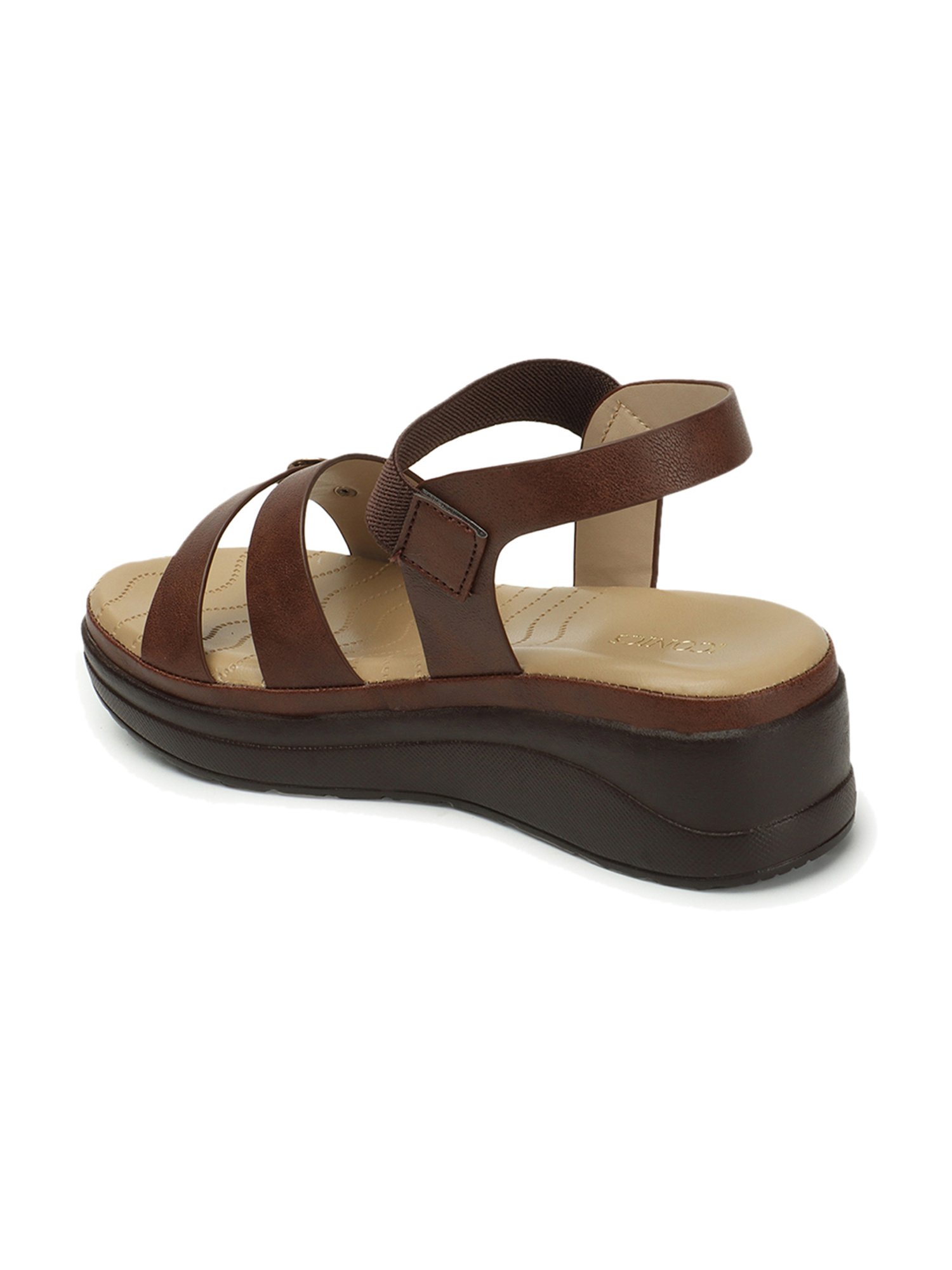 Iconics Women's Brown Ankle Strap Wedges