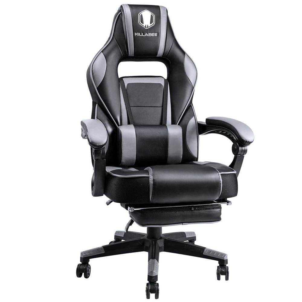 KILLABEE Massage Gaming Chair High Back PU Leather PC Racing Computer Desk Office Swivel Recliner with Retractable Footrest and Adjustable Lumbar Support