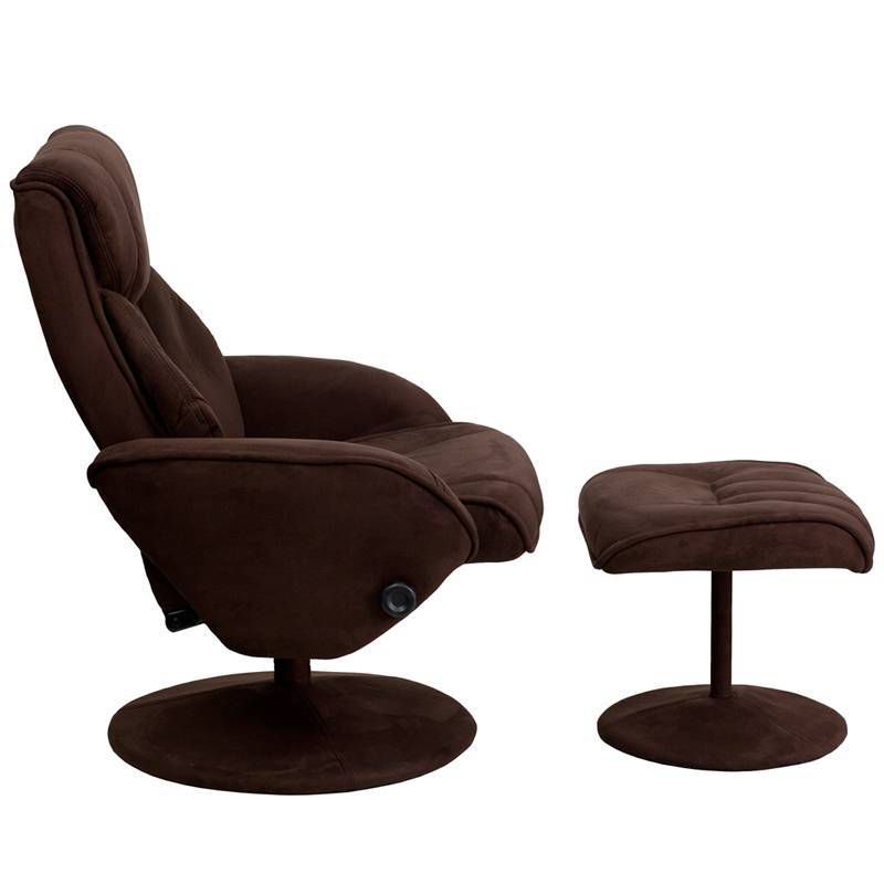 2pc Contemporary Multi Position Recliner and Ottoman Set Brown - Riverstone Furniture Collection