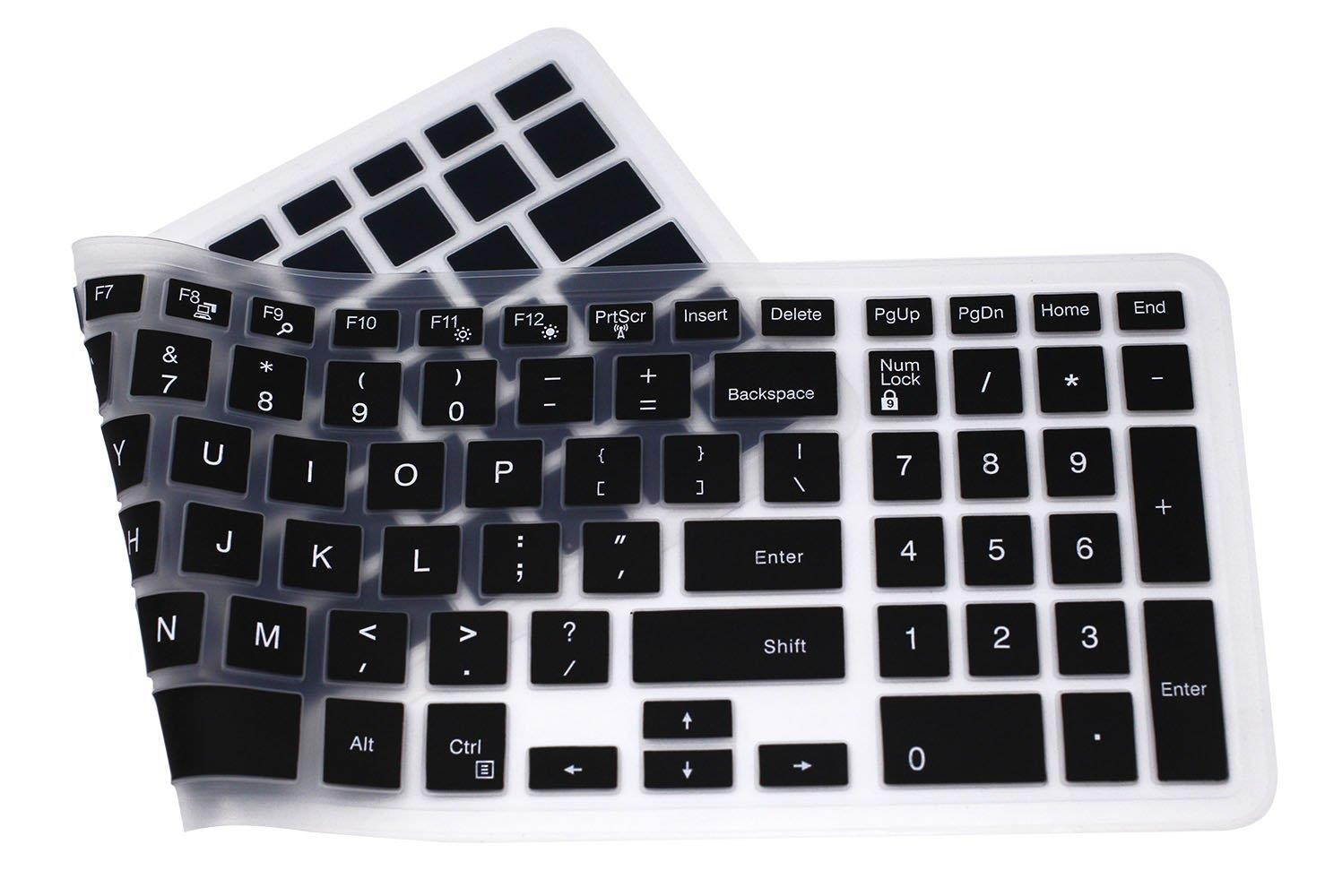 Elastic Silicone Keyboard Cover Skin for 15.6 inch Dell Inspiron 15 3000 & 5000 Series, 17.3 inch Dell Inspiron 17 5000 Series, Inspiron 15 i3541 i5566, Inspiron 17 i5749 Series Laptop (Black)