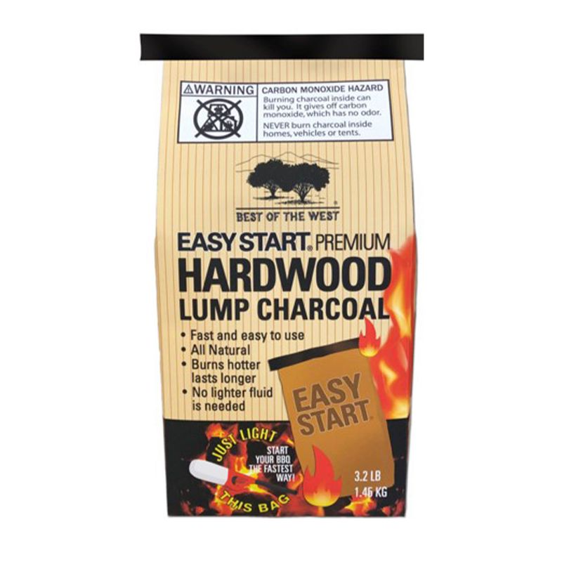 Easy Start Bag Light All Natural Hardwood Lump Charcoal for Barbecue Grilling, 3.2 Pound Bag (2 Pack)