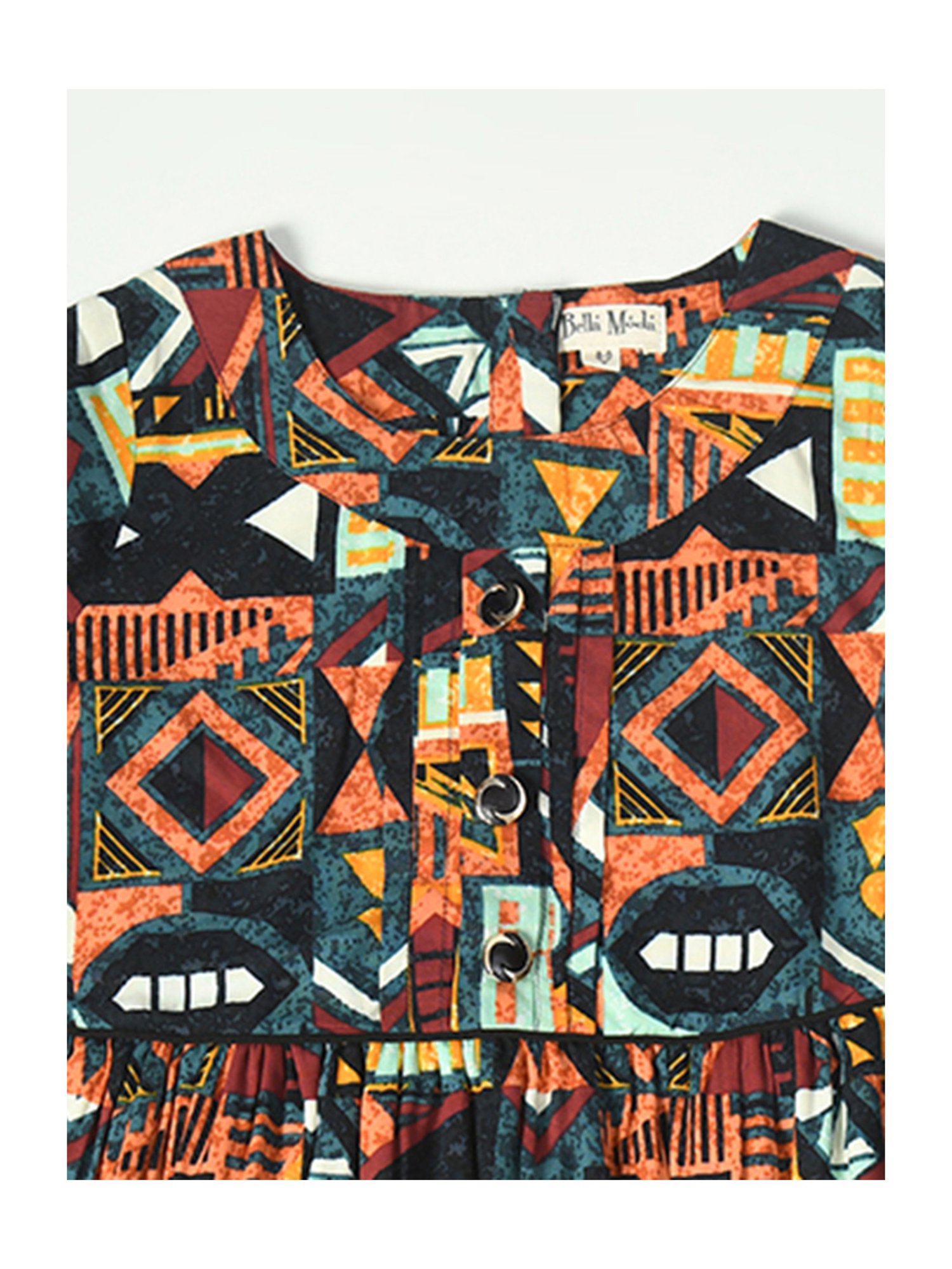 Bella Moda Kids Multicolor Printed Full Sleeves Fit & Flare Dress