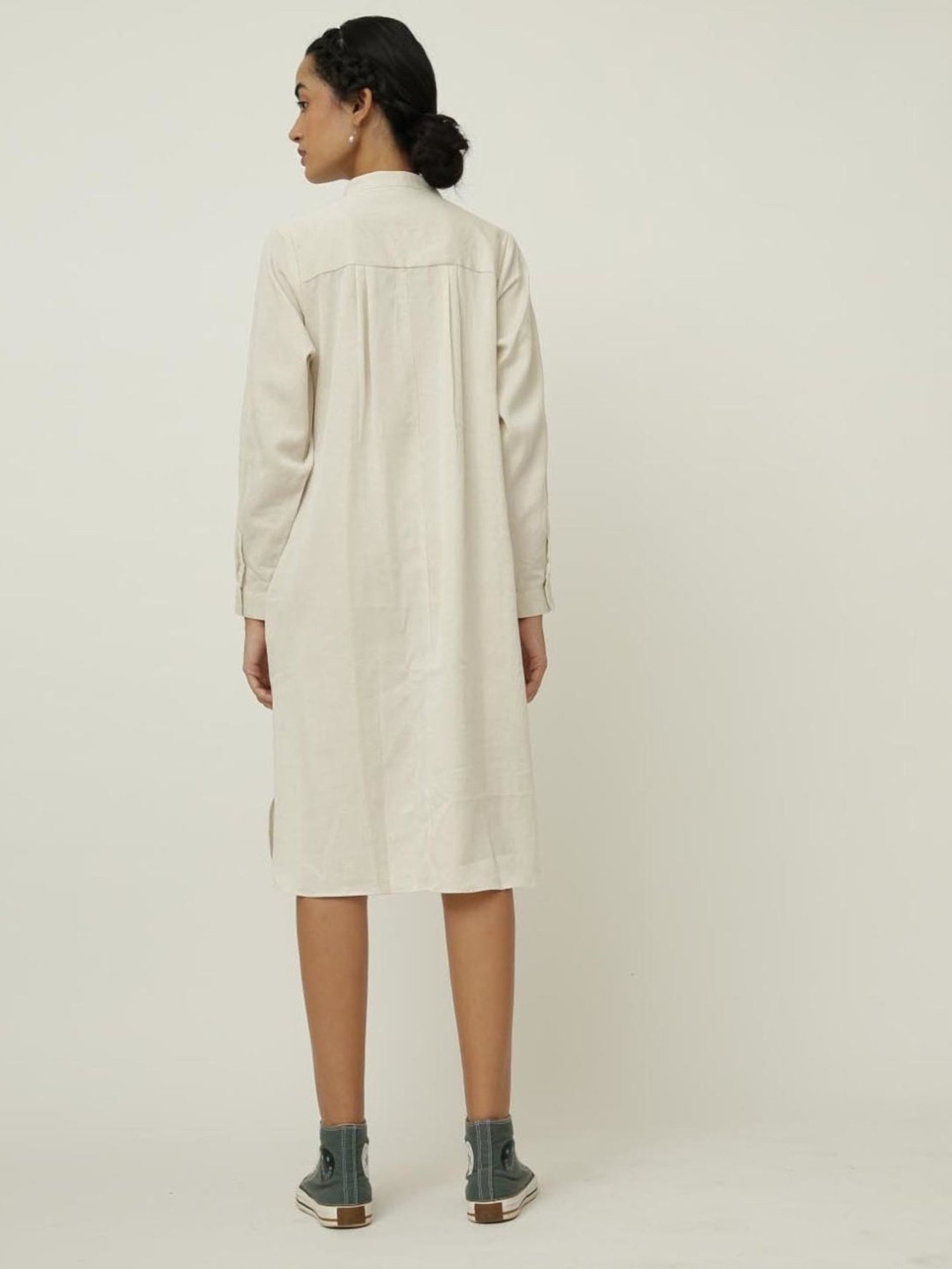 Saltpetre Elegant Linen Cream Long Shirt