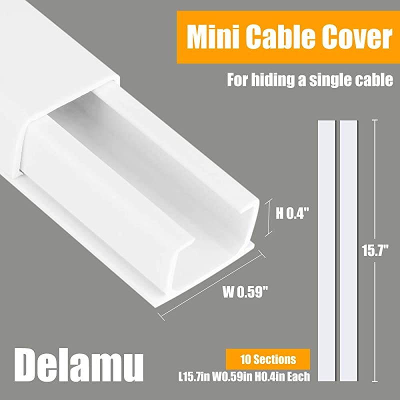 Cable Concealer 157in Cord Cover PVC Wire Molding Paintable Wire Channel to Hide a Single Power Cord Speaker Wire or TV Cables in Home or Office 10X L157in W059in H04in