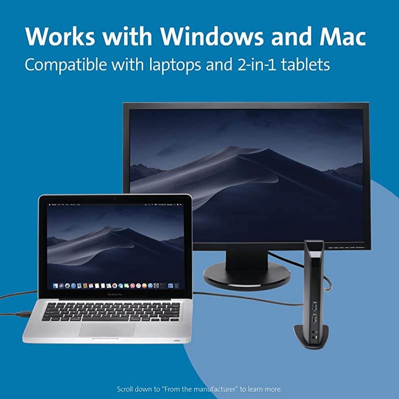 USB 30 Dual Display Docking Station for Windows Mac OS Surface Pro amp Surface Laptop K33972USBlack